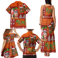 Hawaiian Christmas Family Matching Tank Maxi Dress and Hawaiian Shirt - Mele Kalikimaka Island Holiday Vibes - Red Orange LT03 - Polynesian Pride