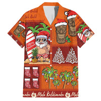 Hawaiian Christmas Family Matching Tank Maxi Dress and Hawaiian Shirt - Mele Kalikimaka Island Holiday Vibes - Red Orange LT03 Dad's Shirt - Short Sleeve Red - Orange - Polynesian Pride