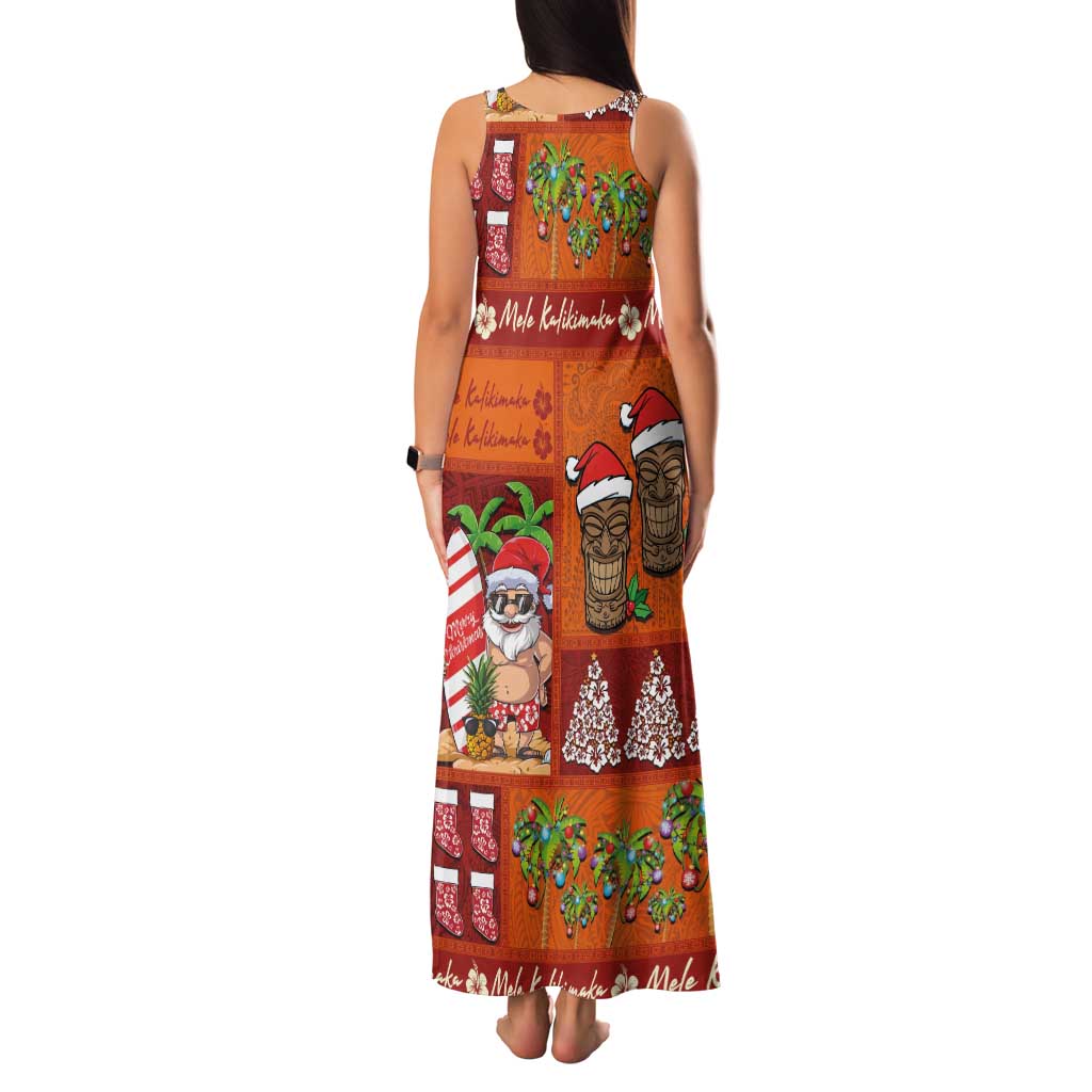 Hawaiian Christmas Family Matching Tank Maxi Dress and Hawaiian Shirt - Mele Kalikimaka Island Holiday Vibes - Red Orange LT03 - Polynesian Pride