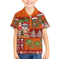 Hawaiian Christmas Family Matching Tank Maxi Dress and Hawaiian Shirt - Mele Kalikimaka Island Holiday Vibes - Red Orange LT03 Son's Shirt Red - Orange - Polynesian Pride