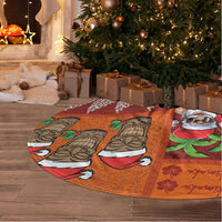 Hawaiian Christmas Tree Skirt - Mele Kalikimaka Island Holiday Vibes - Red Orange LT03 - Polynesian Pride
