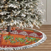 Hawaiian Christmas Tree Skirt - Mele Kalikimaka Island Holiday Vibes - Red Orange LT03 - Polynesian Pride