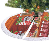 Hawaiian Christmas Tree Skirt - Mele Kalikimaka Island Holiday Vibes - Red Orange LT03 - Polynesian Pride