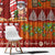 Hawaiian Christmas Window Curtain - Mele Kalikimaka Island Holiday Vibes - Red Orange