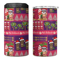 Hawaiian Christmas 4 in 1 Can Cooler Tumbler - Mele Kalikimaka Island Holiday Vibes - Pink Purple LT03 One Size: 16 oz Pink - Purple - Polynesian Pride