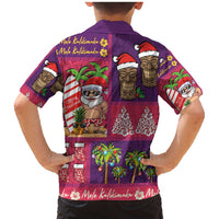 Hawaiian Christmas Family Matching Mermaid Dress and Hawaiian Shirt - Mele Kalikimaka Island Holiday Vibes - Pink Purple LT03 - Polynesian Pride