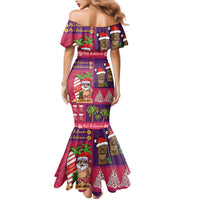 Hawaiian Christmas Family Matching Mermaid Dress and Hawaiian Shirt - Mele Kalikimaka Island Holiday Vibes - Pink Purple LT03 - Polynesian Pride