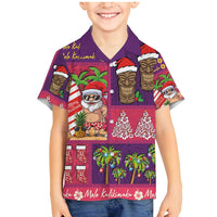 Hawaiian Christmas Family Matching Mermaid Dress and Hawaiian Shirt - Mele Kalikimaka Island Holiday Vibes - Pink Purple LT03 Son's Shirt Pink - Purple - Polynesian Pride