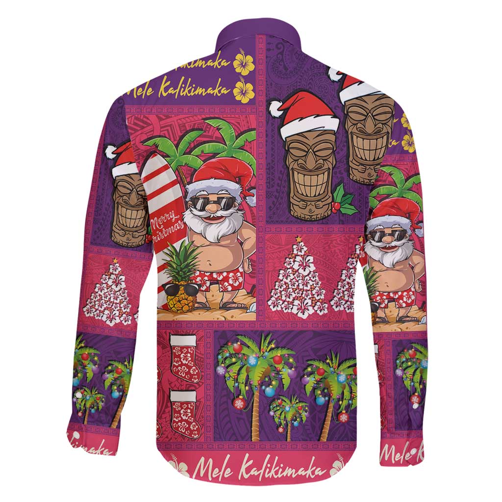Hawaiian Christmas Family Matching Off Shoulder Maxi Dress and Hawaiian Shirt - Mele Kalikimaka Island Holiday Vibes - Pink Purple LT03 - Polynesian Pride