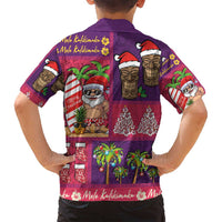 Hawaiian Christmas Family Matching Puletasi and Hawaiian Shirt - Mele Kalikimaka Island Holiday Vibes - Pink Purple LT03 - Polynesian Pride