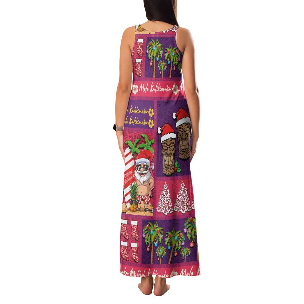 Hawaiian Christmas Family Matching Tank Maxi Dress and Hawaiian Shirt - Mele Kalikimaka Island Holiday Vibes - Pink Purple LT03 - Polynesian Pride