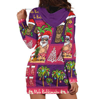 Hawaiian Christmas Hoodie Dress - Mele Kalikimaka Island Holiday Vibes - Pink Purple LT03 - Polynesian Pride