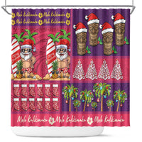 Hawaiian Christmas Shower Curtain - Mele Kalikimaka Island Holiday Vibes - Pink Purple LT03 Pink - Purple - Polynesian Pride
