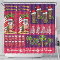 Hawaiian Christmas Shower Curtain - Mele Kalikimaka Island Holiday Vibes - Pink Purple LT03 - Polynesian Pride