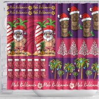 Hawaiian Christmas Shower Curtain - Mele Kalikimaka Island Holiday Vibes - Pink Purple LT03 - Polynesian Pride