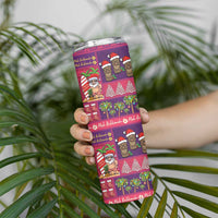 Hawaiian Christmas Skinny Tumbler - Mele Kalikimaka Island Holiday Vibes - Pink Purple LT03 - Polynesian Pride
