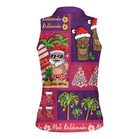 Hawaiian Christmas Women Sleeveless Polo Shirt - Mele Kalikimaka Island Holiday Vibes - Pink Purple LT03 - Polynesian Pride