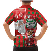 Australian Christmas Family Matching Mermaid Dress and Hawaiian Shirt - Santa Koala Kangaroo and Holiday Cheer LT03 - Polynesian Pride