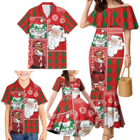 Australian Christmas Family Matching Mermaid Dress and Hawaiian Shirt - Santa Koala Kangaroo and Holiday Cheer LT03 - Polynesian Pride