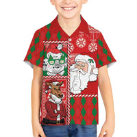 Australian Christmas Family Matching Off Shoulder Maxi Dress and Hawaiian Shirt - Santa Koala Kangaroo and Holiday Cheer LT03 Son's Shirt Red - Polynesian Pride