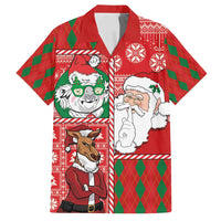 Australian Christmas Family Matching Off Shoulder Short Dress and Hawaiian Shirt - Santa Koala Kangaroo and Holiday Cheer LT03 Dad's Shirt - Short Sleeve Red - Polynesian Pride