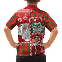Australian Christmas Family Matching Tank Maxi Dress and Hawaiian Shirt - Santa Koala Kangaroo and Holiday Cheer LT03 - Polynesian Pride