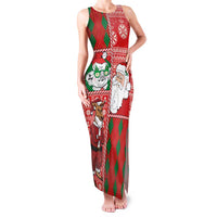 Australian Christmas Family Matching Tank Maxi Dress and Hawaiian Shirt - Santa Koala Kangaroo and Holiday Cheer LT03 Mom's Dress Red - Polynesian Pride