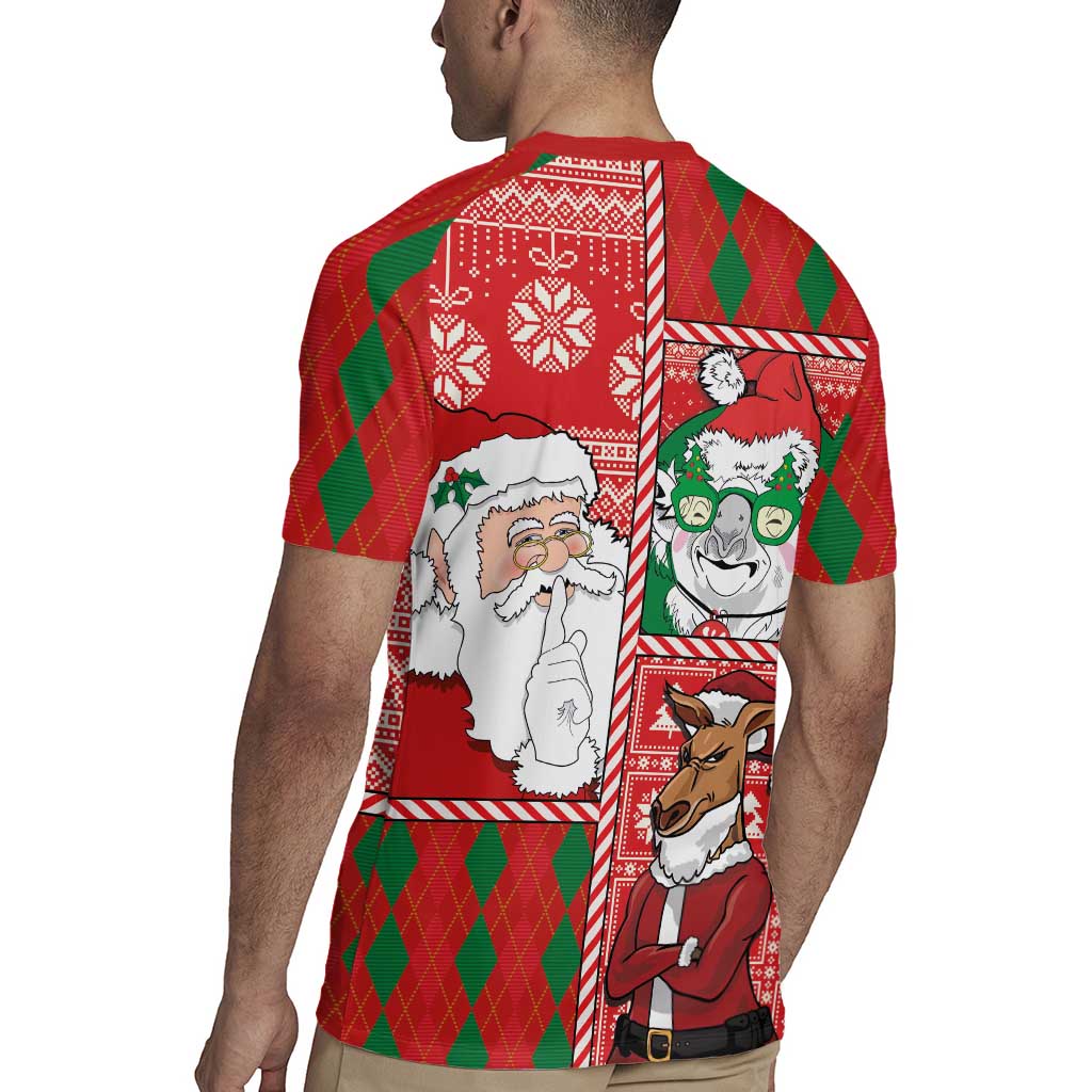 Australian Christmas Rugby Jersey - Santa Koala Kangaroo and Holiday Cheer