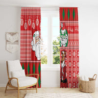 Australian Christmas Window Curtain - Santa Koala Kangaroo and Holiday Cheer LT03 - Polynesian Pride