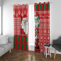 Australian Christmas Window Curtain - Santa Koala Kangaroo and Holiday Cheer LT03 With Grommets Red - Polynesian Pride