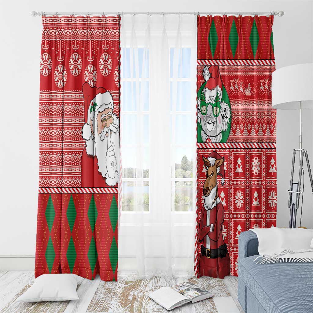 Australian Christmas Window Curtain - Santa Koala Kangaroo and Holiday Cheer LT03 - Polynesian Pride