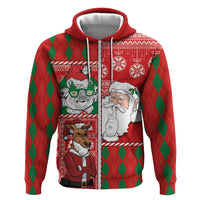 Australian Christmas Zip Hoodie - Santa Koala Kangaroo and Holiday Cheer LT03 Zip Hoodie Red - Polynesian Pride