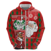 Australian Christmas Zip Hoodie - Santa Koala Kangaroo and Holiday Cheer LT03 - Polynesian Pride