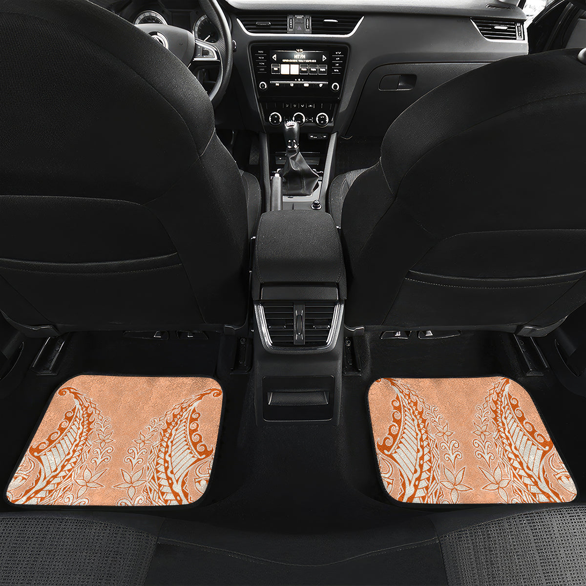 Bula Fiji Car Mats Tropical Flower and Tapa Pattern Peach Fuzz Color LT03 - Polynesian Pride