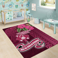 Fiji Adi Cakobau School Area Rug Tropical Flower and Tapa Pattern LT03 - Polynesian Pride