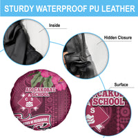 Fiji Adi Cakobau School Spare Tire Cover Tropical Flower and Tapa Pattern LT03 - Polynesian Pride