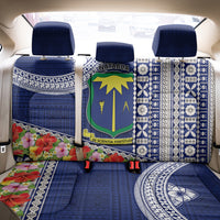 Fiji Natabua High School Back Car Seat Cover Tropical Flower and Tapa Pattern Blue Style LT03 - Polynesian Pride