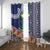Fiji Natabua High School Window Curtain Tropical Flower and Tapa Pattern Blue Style LT03 With Grommets Blue - Polynesian Pride