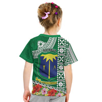 Fiji Natabua High School Kid T Shirt Tropical Flower and Tapa Pattern Green Style LT03 - Polynesian Pride