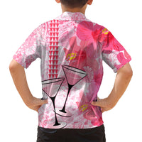Hawaiian Cocktail Valentine Day Kid Hawaiian Shirt Hibiscus Kakau Pattern Pink Version LT03 - Polynesian Pride