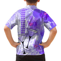 Hawaiian Cocktail Valentine Day Family Matching Long Sleeve Bodycon Dress and Hawaiian Shirt Hibiscus Kakau Pattern Purple Version LT03 - Polynesian Pride