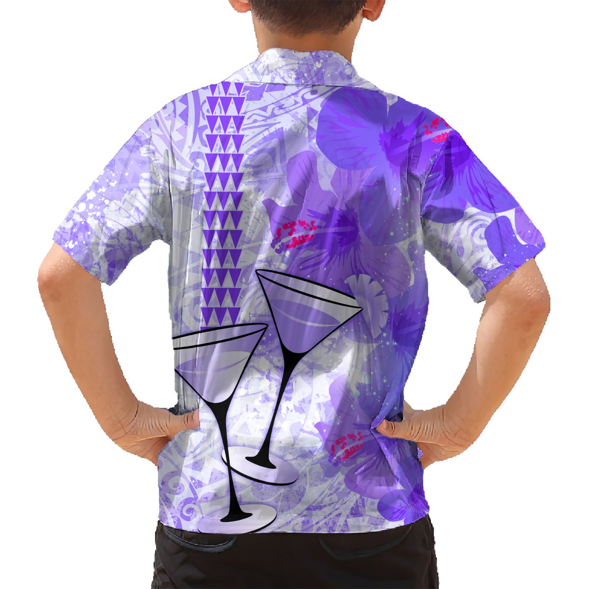 Hawaiian Cocktail Valentine Day Hawaiian Shirt Hibiscus Kakau Pattern Purple Version LT03 - Polynesian Pride