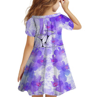 Hawaiian Cocktail Valentine Day Kid Short Sleeve Dress Hibiscus Kakau Pattern Purple Version LT03 - Polynesian Pride