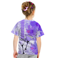 Hawaiian Cocktail Valentine Day Kid T Shirt Hibiscus Kakau Pattern Purple Version LT03 - Polynesian Pride