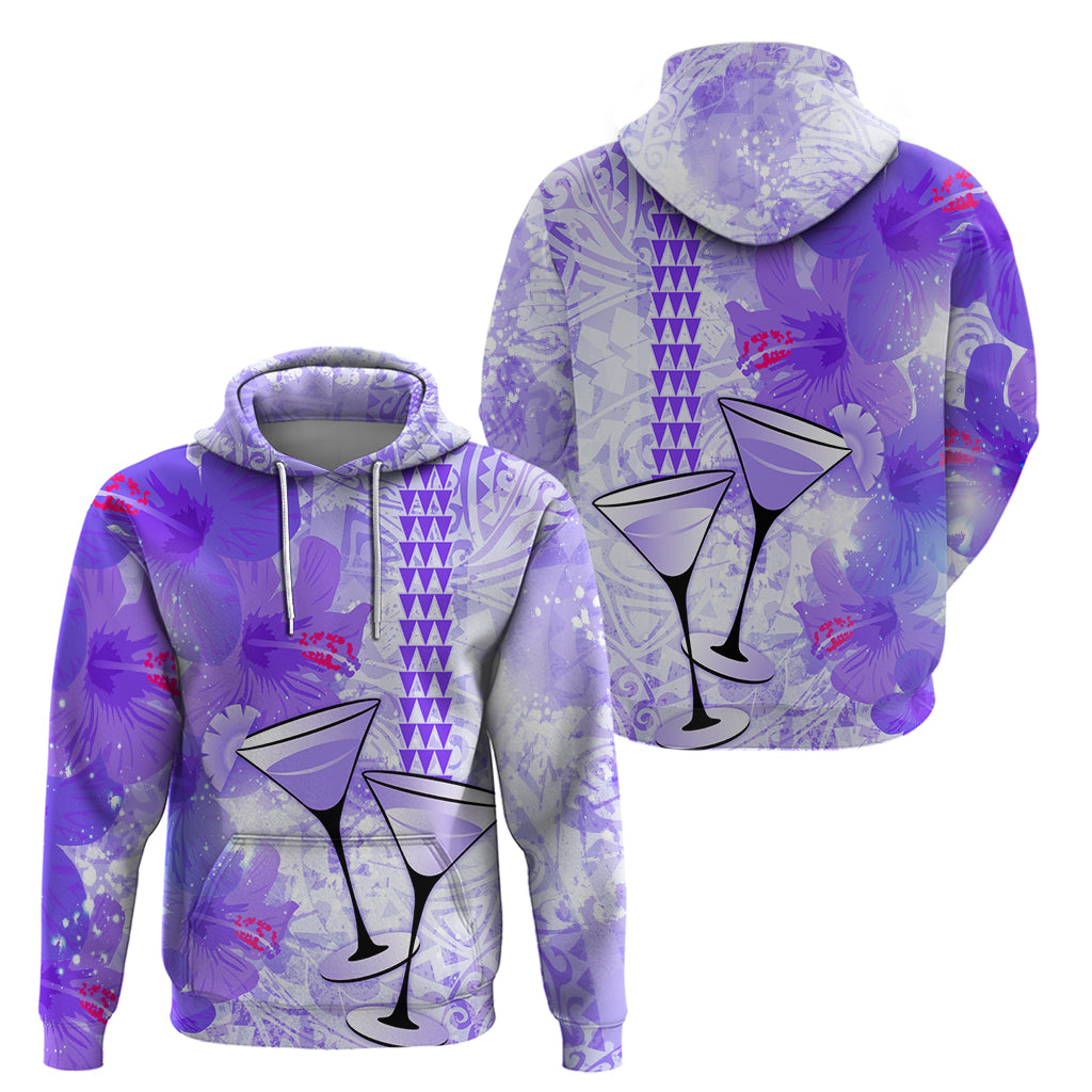 Hawaiian Cocktail Valentine Day Zip Hoodie Hibiscus Kakau Pattern Purple Version LT03 - Polynesian Pride