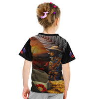 Slouch Hat and Biscuits ANZAC Kid T Shirt with Soldier Silver Fern LT03 - Polynesian Pride