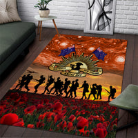 The Rising Sun Badge ANZAC Area Rug Last Post Field of Poppy Starry Night Style LT03 Black - Polynesian Pride