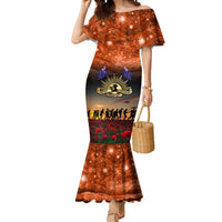 The Rising Sun Badge ANZAC Mermaid Dress Last Post Field of Poppy Starry Night Style LT03 Women Black - Polynesian Pride