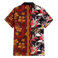 Japanese Culture Hawaii Style Family Matching Off Shoulder Short Dress and Hawaiian Shirt Hawaiian Tribal and Japanese Pattern Together Culture LT03 - Polynesian Pride