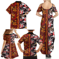 Japanese Culture Hawaii Style Family Matching Summer Maxi Dress and Hawaiian Shirt Hawaiian Tribal and Japanese Pattern Together Culture LT03 - Polynesian Pride
